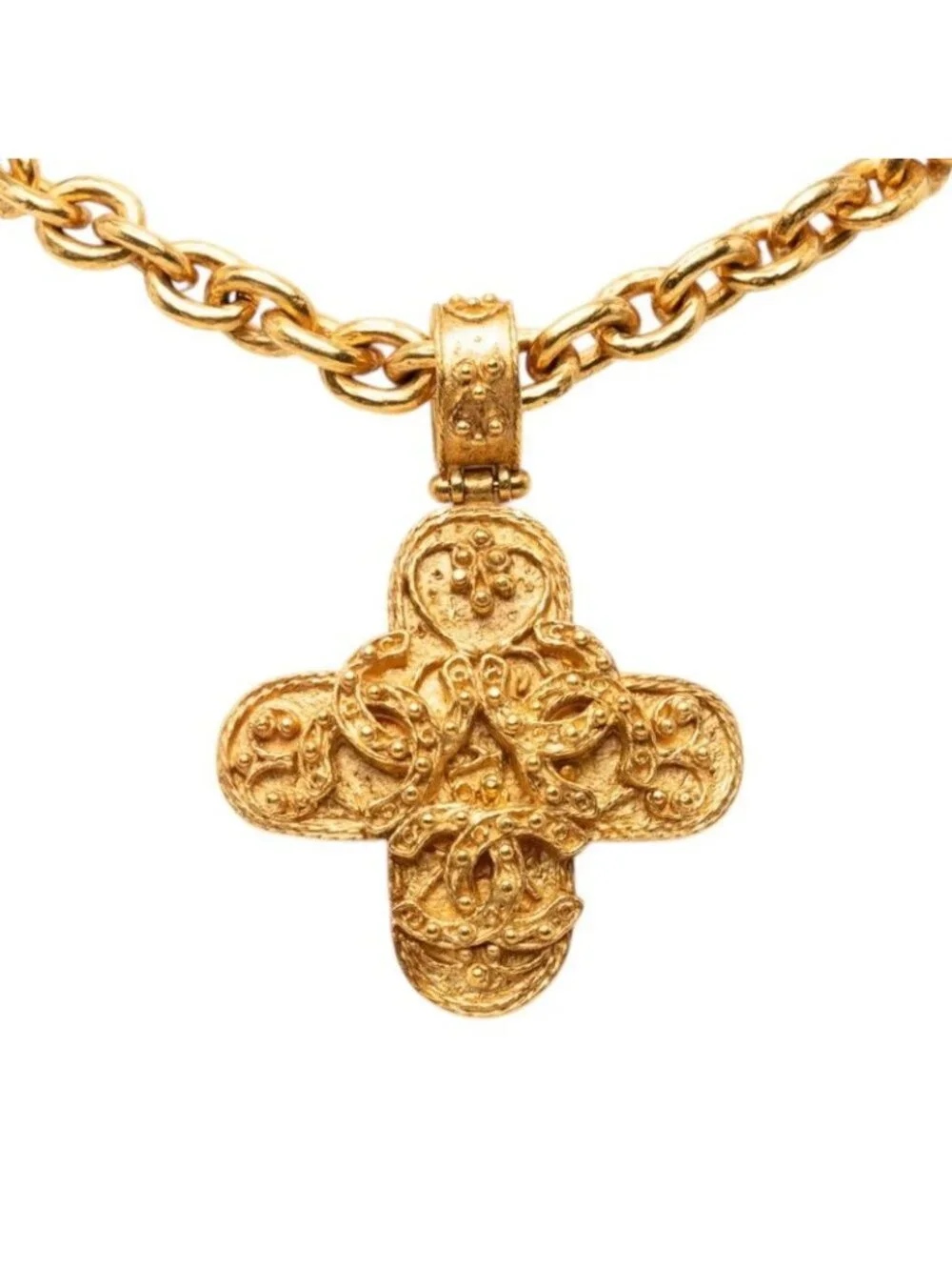 Chanel CC Logo Vintage Chain Long Pendant Gold Plated
